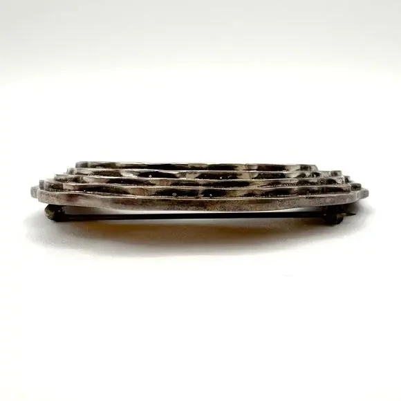 Sterling Silver Crescent Moon BroochVintage Modernist Signed NR Designer Pin